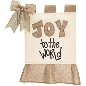 Burton + Burton Burlap and Cream Joy to The World Indoor Flag NEW